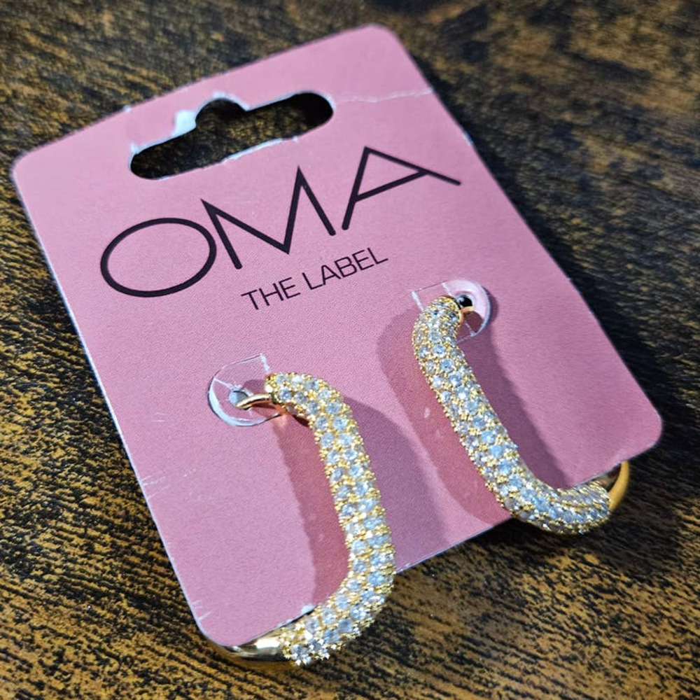 OMA THE LABEL The Chi Pavé Hoop Earrings ~ 18k gold-plated brass cubic zirconia